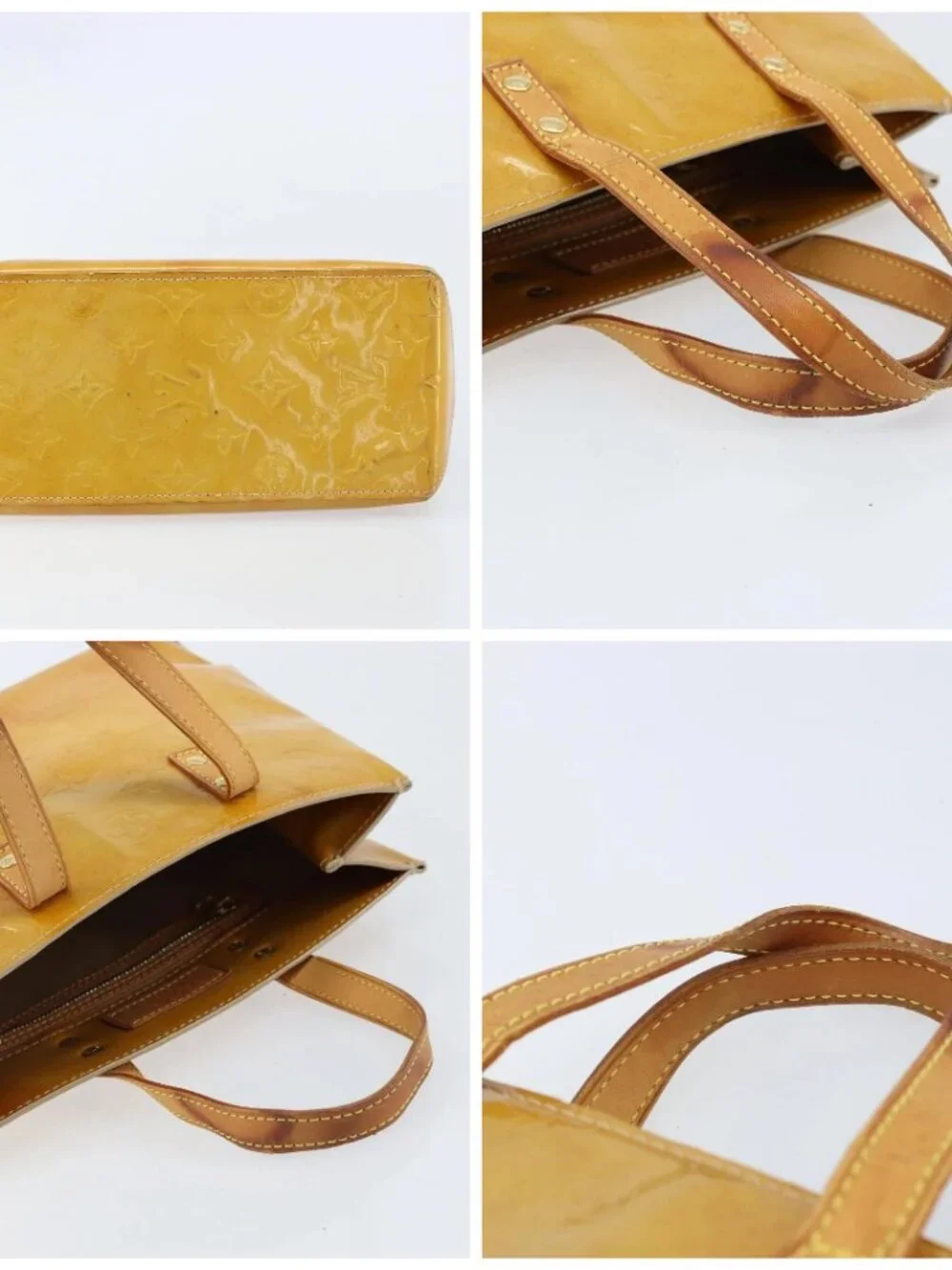 LOUIS VUITTON Monogram Vernis Reade PM Hand Bag Beig